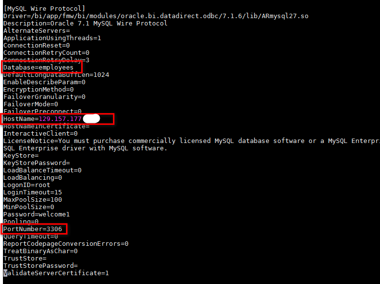 ODBC configuration for MySQL - 2/2