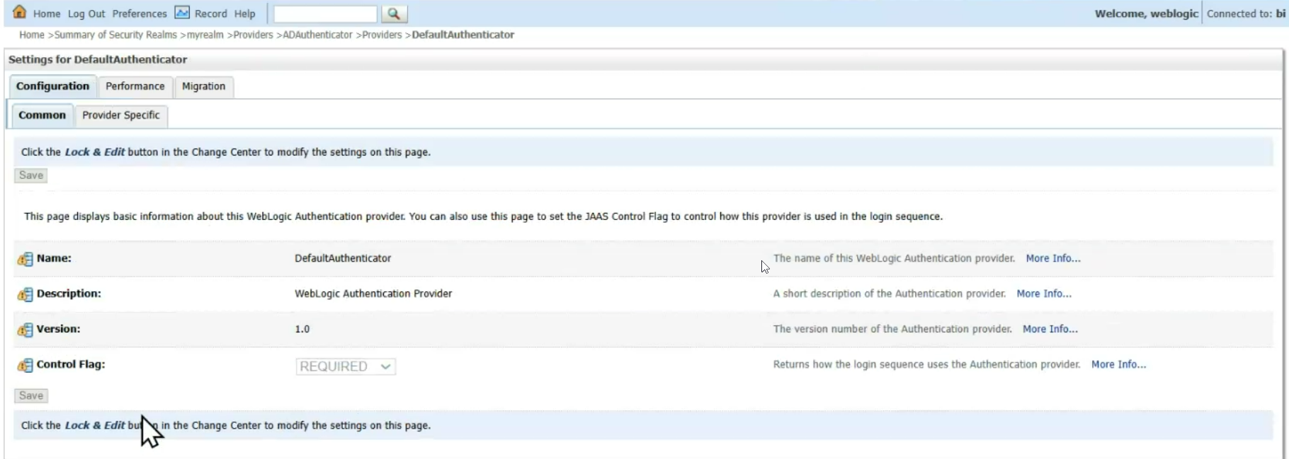 DefaultAuthenticator Control Flag REQUIRED