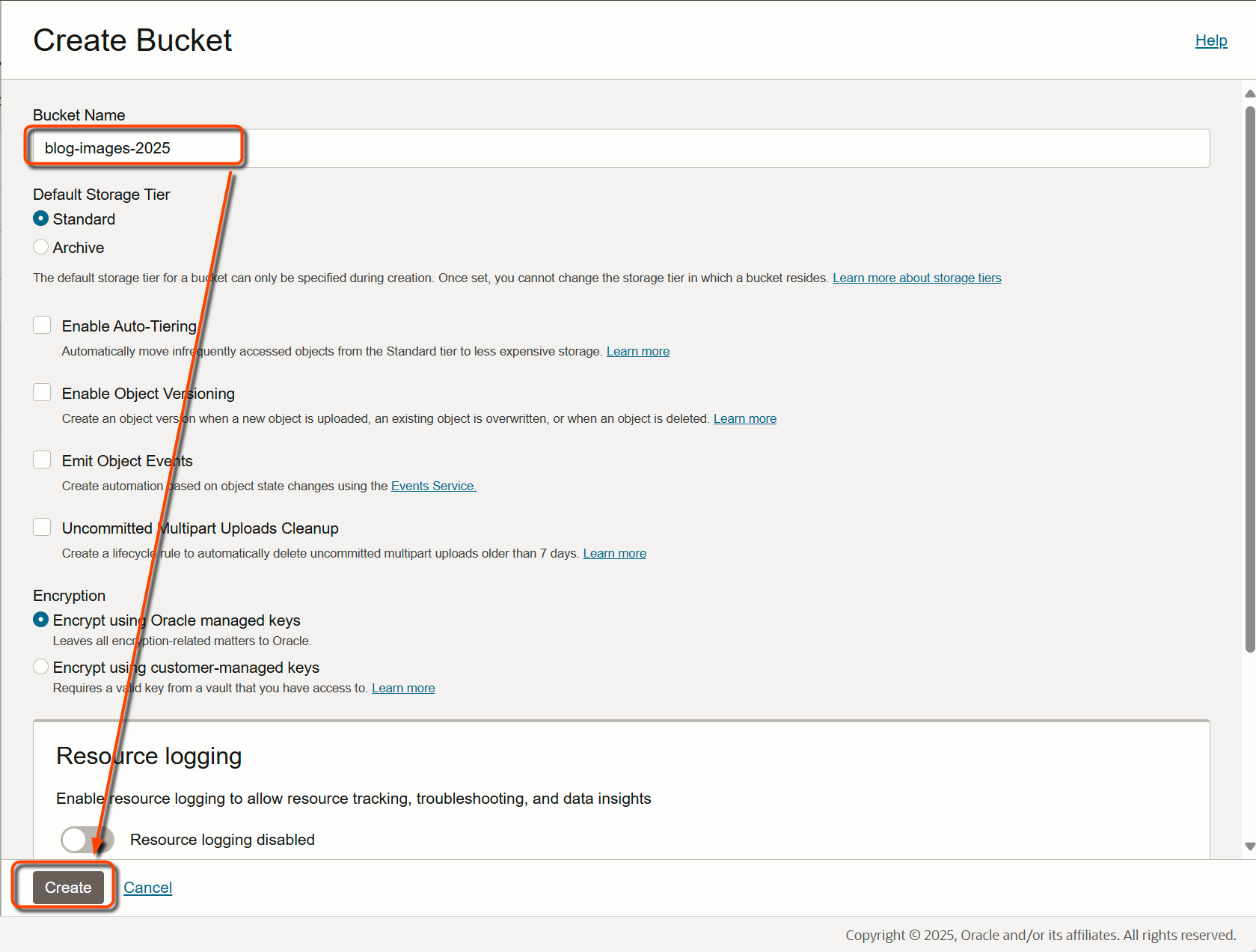 OCI Complete Bucket Creation