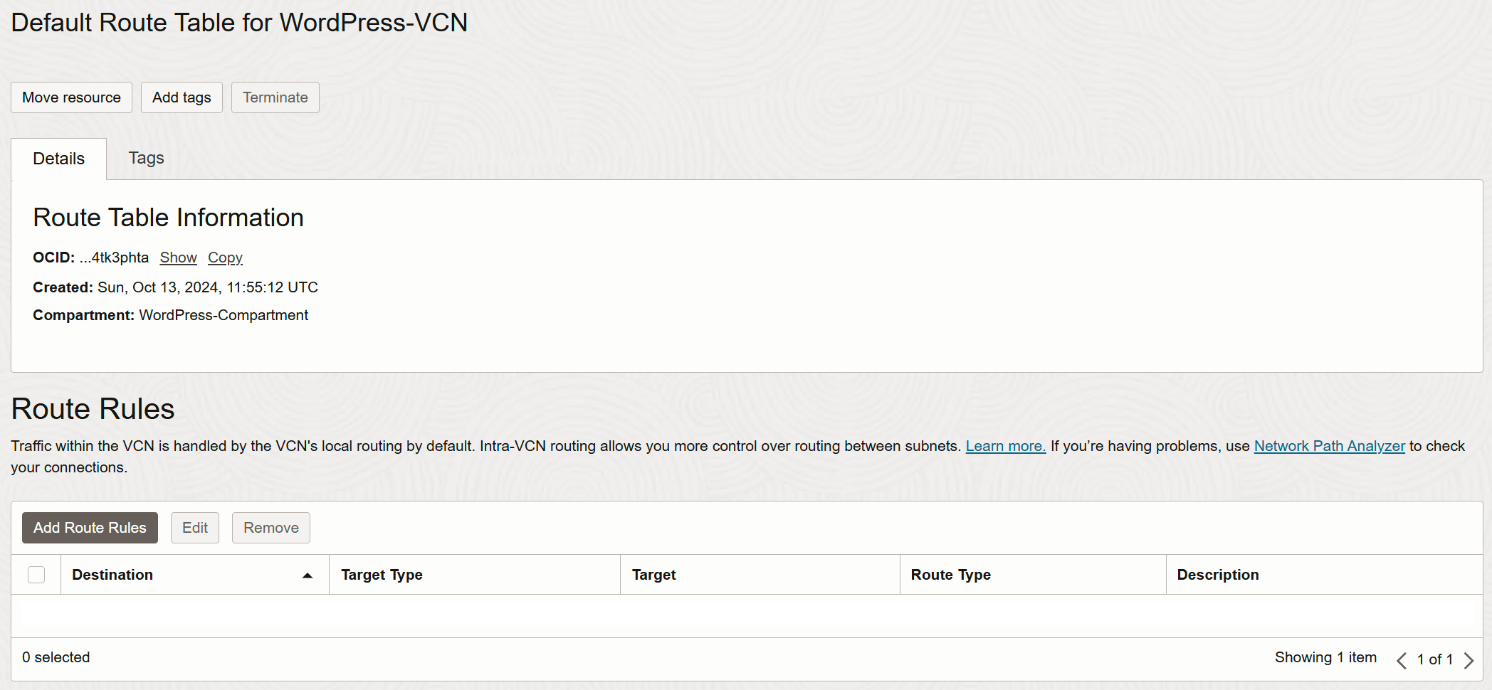 VCN CIDR Blocks