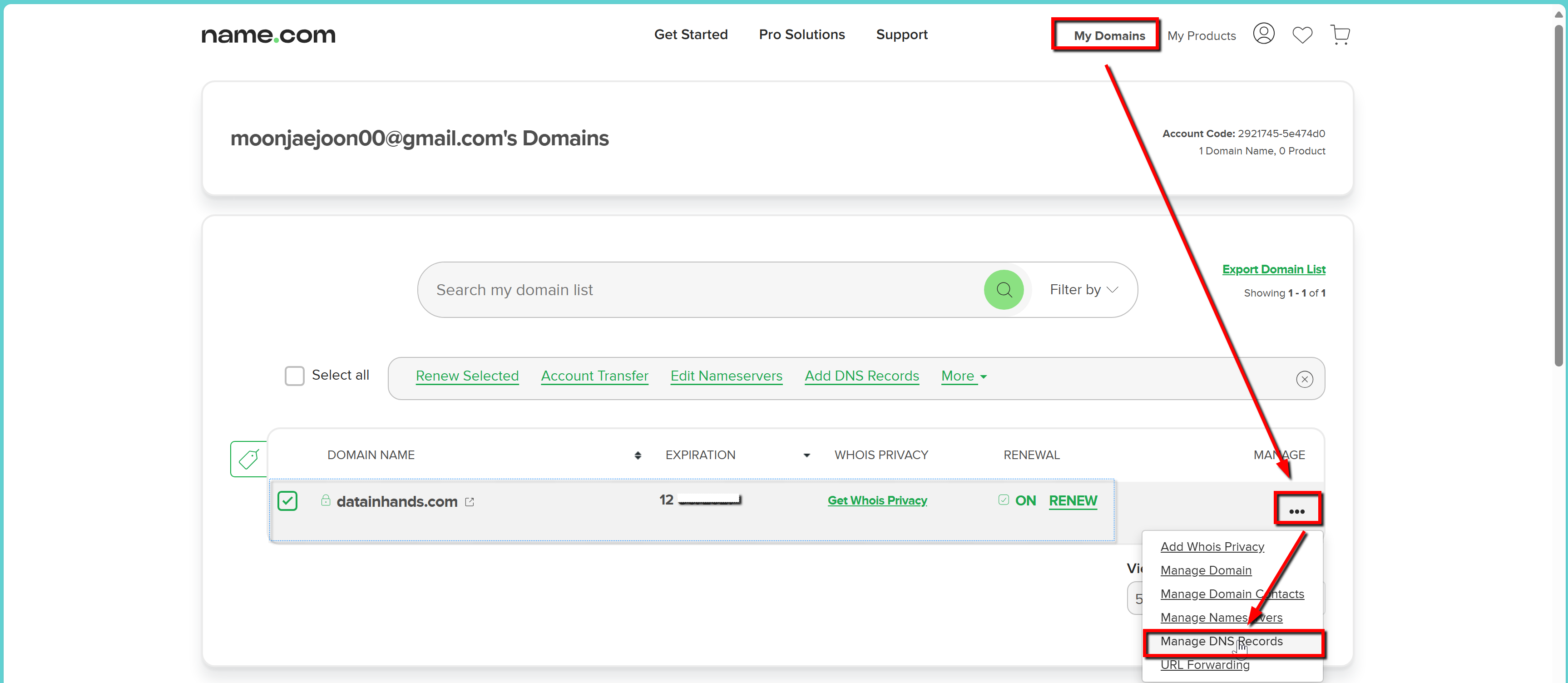 NAME.COM - Manage DNS Records