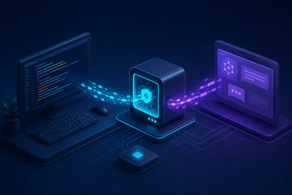 Claude Code 요청이 Windows PC의 로컬 프록시를 거쳐 Codex 모델로 전달되는 구조를 표현한 이미지